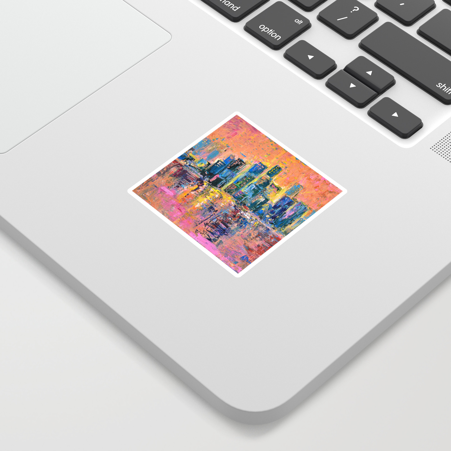 Pink Sky Abstract Painting New York City Skyline At Sunset