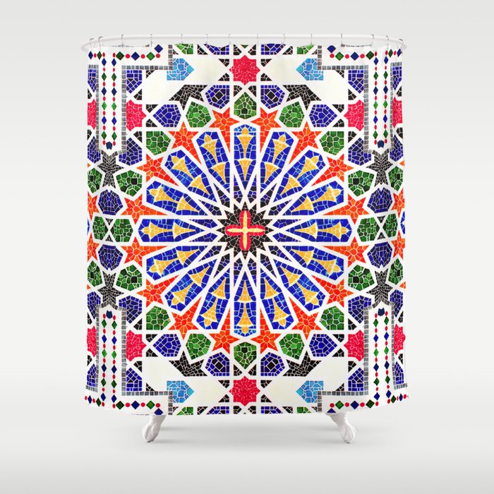 Oriental Heritage Traditional Andalusian Geometric Moroccan Zellige Tiles Styles Shower Curtain