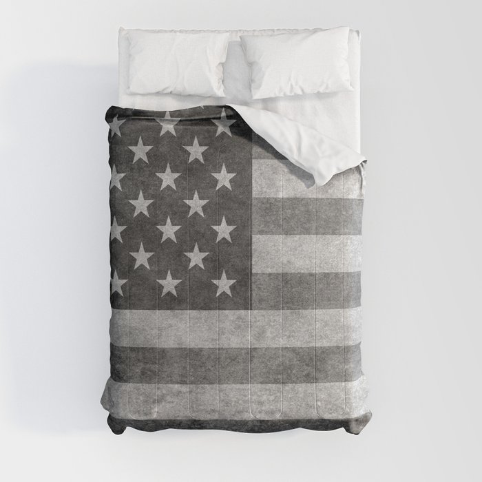 US flag - grungy B&W Comforter
