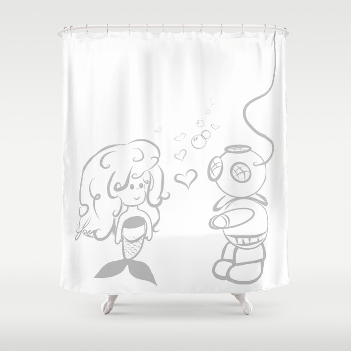 Deep Sea Diver And His Mermaid Shower Curtain By Aimeelu Society6 Deep Sea Diver And His Mermaid Shower Curtain