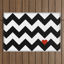 Heart & Chevron - Black/Classic Red Outdoor Rug