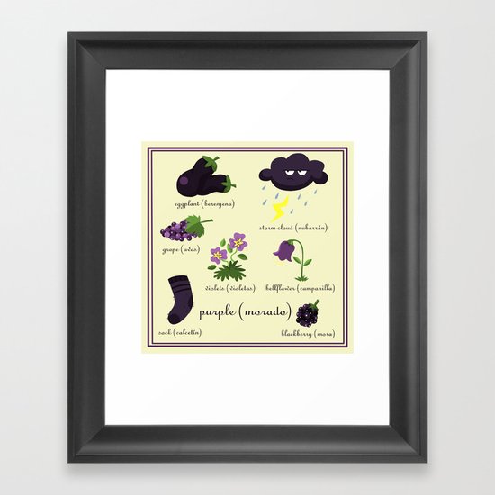 Colors: purple (Los colores: morado) Framed Art Print