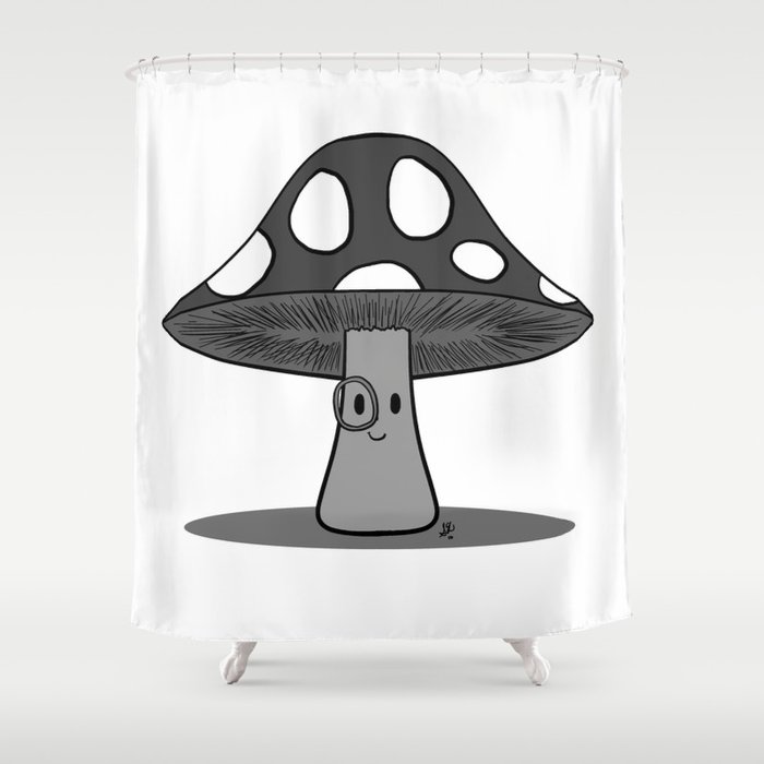 Dapper 'Shroom Monochrome Shower Curtain
