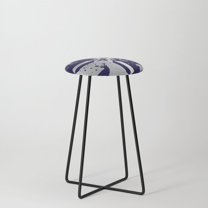 Silver Buck Checker Pattern Counter Stool