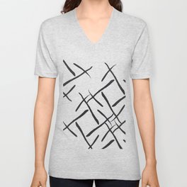 Black cross marks V Neck T Shirt