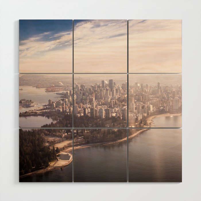 Vancouver Aerial Photography Wood Wall Art