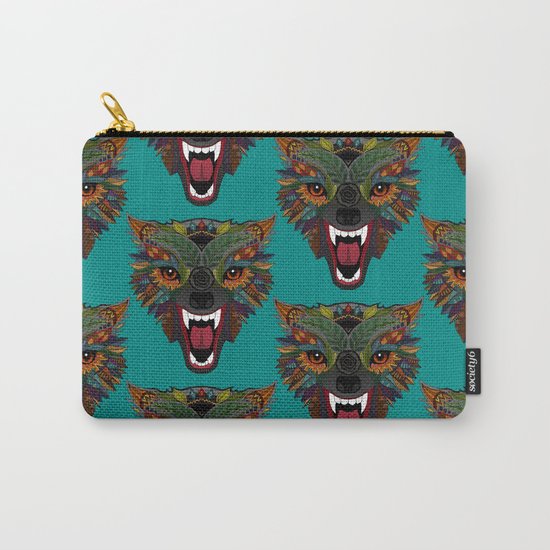 wolf fight flight teal Carry-All Pouch
