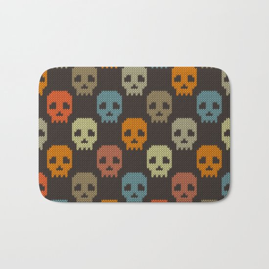 Knitted skull pattern - colorful Bath Mat