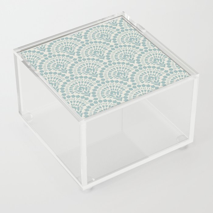 Boho Floral Pattern In Pastel Blue (Mediterranean Aesthetic) Acrylic Box