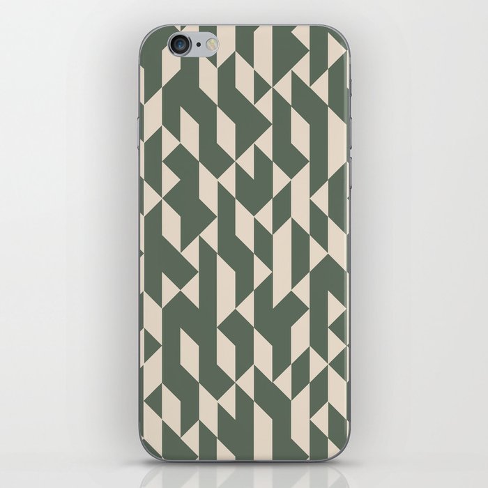 Abstract Geometric Pattern Green and Ivory iPhone Skin