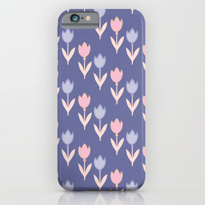 Modern hand painted pink lavender violet tulip floral iPhone Case