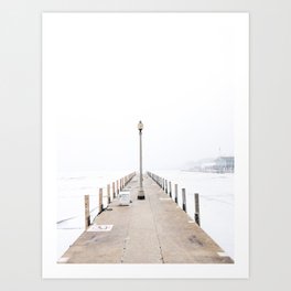 Snowy Lake Michigan Pier Art Print