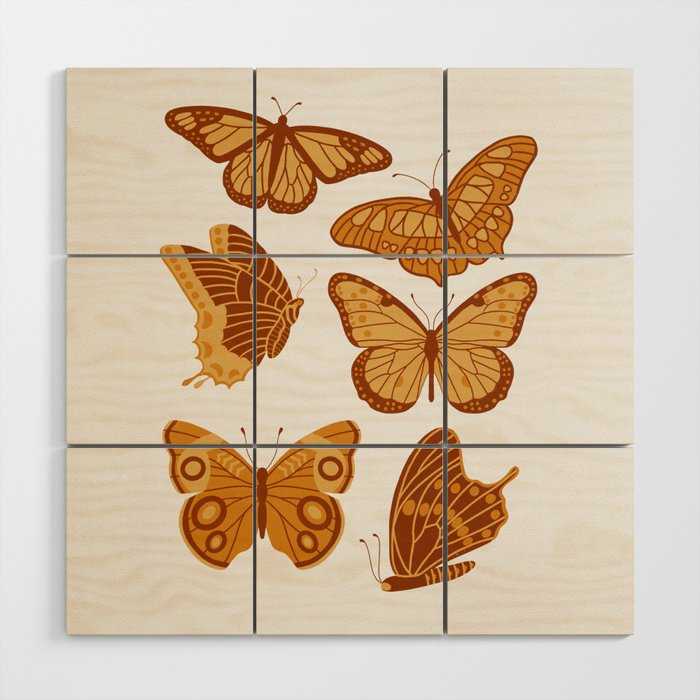 Texas Butterflies – Golden Yellow Wood Wall Art