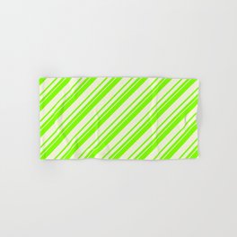 [ Thumbnail: Chartreuse & Beige Colored Lines Pattern Hand & Bath Towel ]