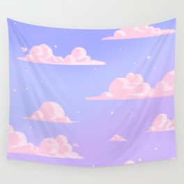 Pink Clouds Purple Sky Lo Fi Wall Tapestry