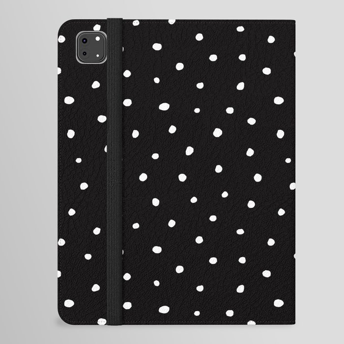 Minimal- Small white polka dots on black - Mix & Match with Simplicty of life iPad Folio Case
