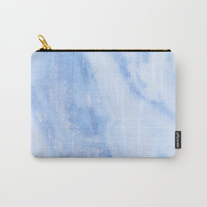 Shimmery Pure Cerulean Blue Marble Metallic Carry-All Pouch