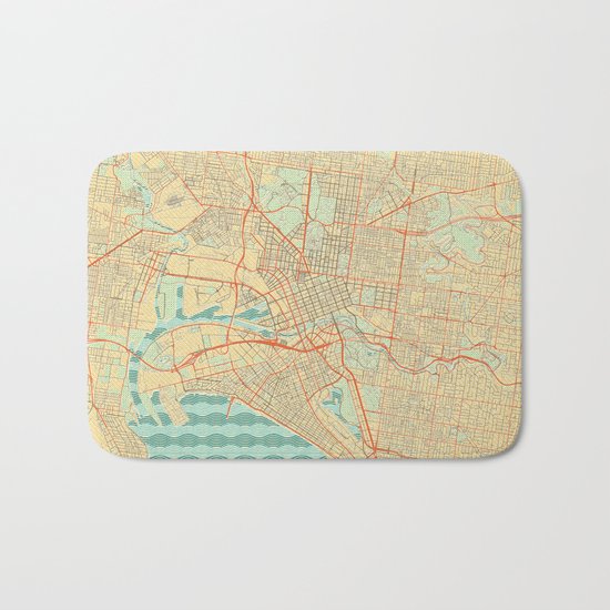 Melbourne Map Retro Bath Mat