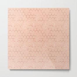 Metallic Rose Gold Honeycomb Blush Pattern Metal Print