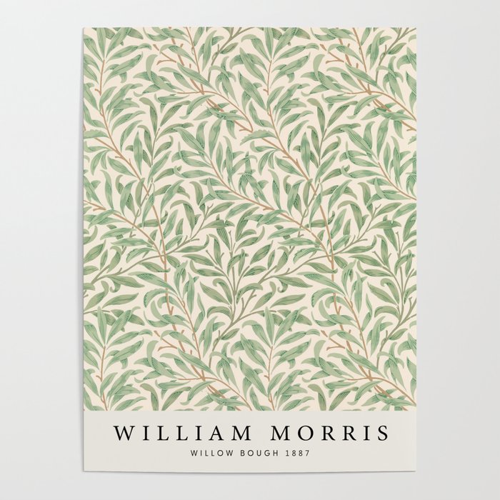 William Morris - Willow Bough Art Print, Vintage Museum Exhibition Art, Botanical Floral Pattern Poster