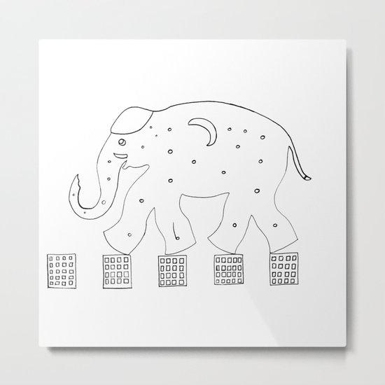 the elephant in the city Metal Print