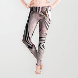 abstract girly pastel color marbled grey blush pink swirls Leggings
