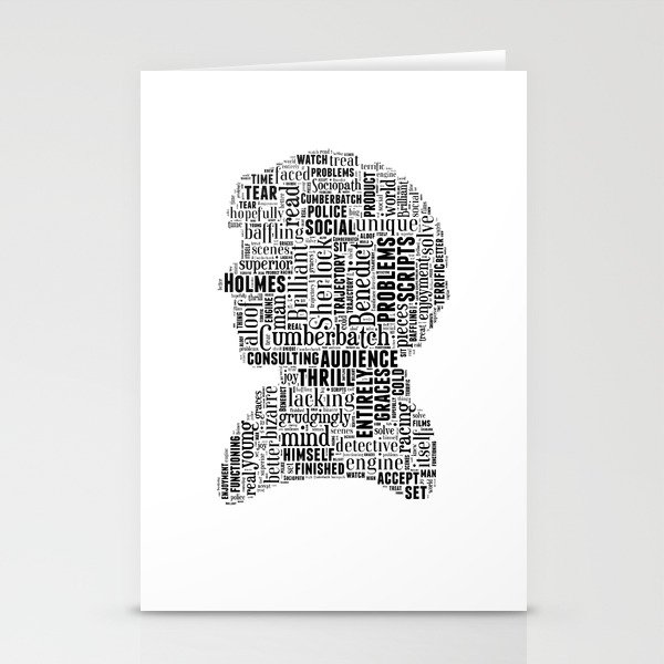 Sherlock BBC Benedict Cumberbatch Typography Silhouette Stationery Cards