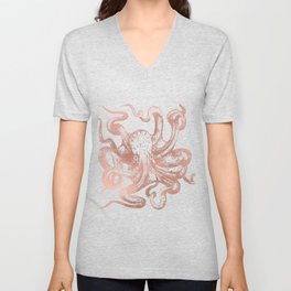 Rose Gold Octopus V Neck T Shirt