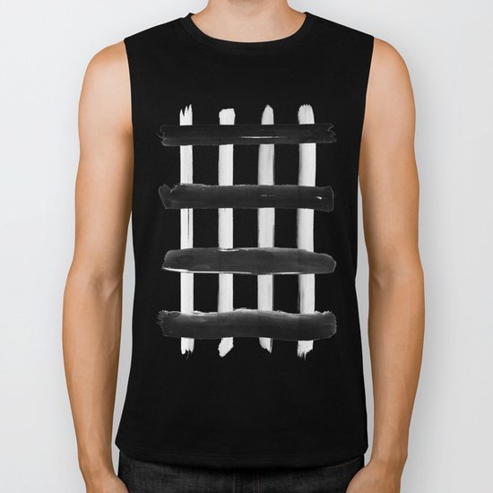 Black and White Brush Strokes Biker Tank