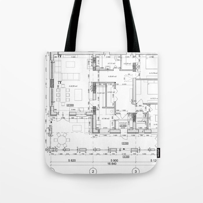 Detailed architectural private house floor plan, apartment layout, blueprint. Vector illustration Tote Bag