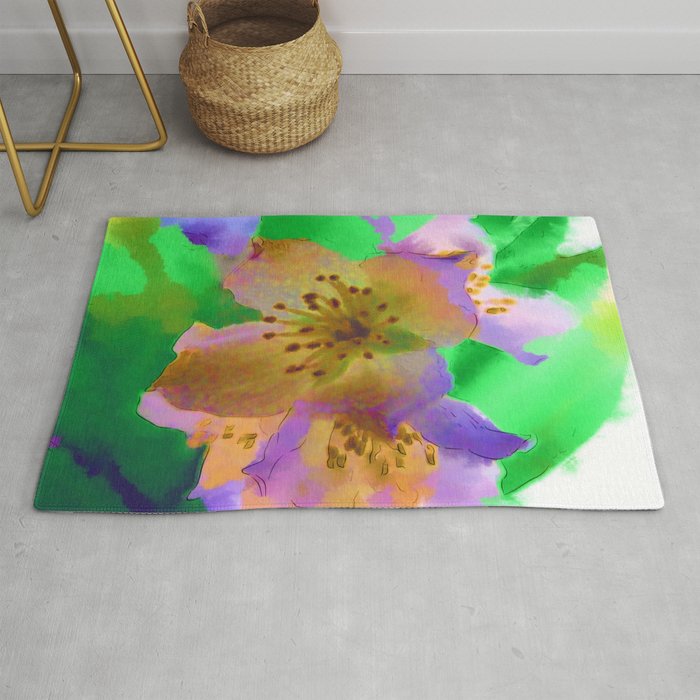 Purple Flowers - Watercolour Painting Rug