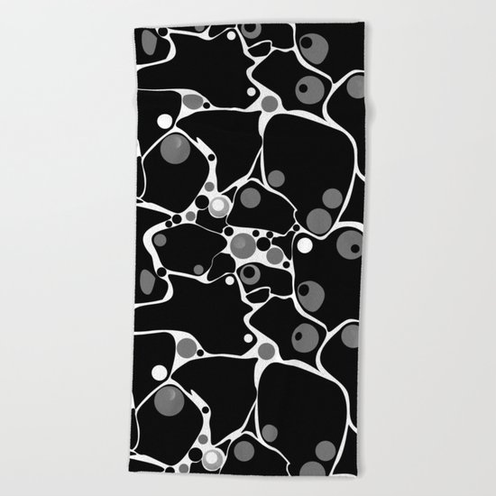 Abstract black and white polka dot pattern . Beach Towel