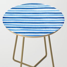 Horizontal blue and white striped pattern Side Table