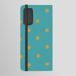 Yellow Stars on Turquoise Background Christmas Pattern Android Wallet Case