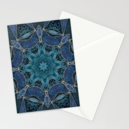 Elegant Blue Turquoise Marble Gemstone Mandala Design Stationery Card