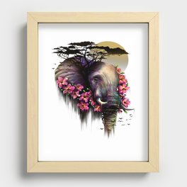Colorful Elephant Tribal Fantasy African Animal Recessed Framed Print