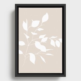 White & Buff Leaves Framed Canvas