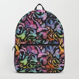 Dragon fire dark rainbow Backpack | Red, Dragons, Purple, Mythical, Cute, Blue, Flames, Fairytale, Adenaj, Watercolor 