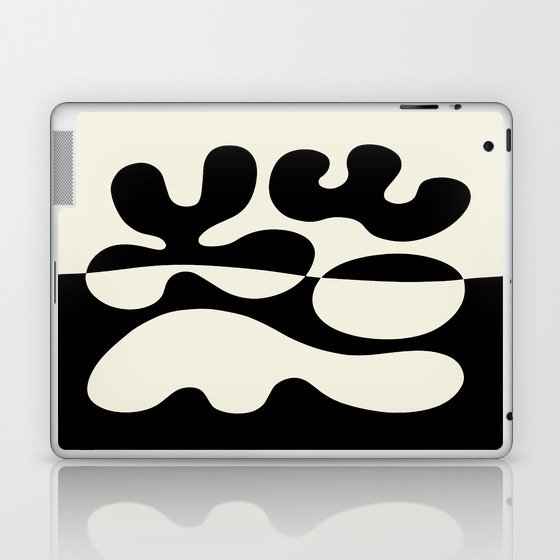 Mid Century Modern Organic Abstraction 235 Black and Ivory White Laptop & iPad Skin