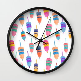 Colorful Watercolor Buoys Wall Clock | Colorfulbuoys, Seaside, Gertandco, Gert Co, Buoy, Lobster, Colorfulwatercolor, Maine, Coastaldecor, Painting 