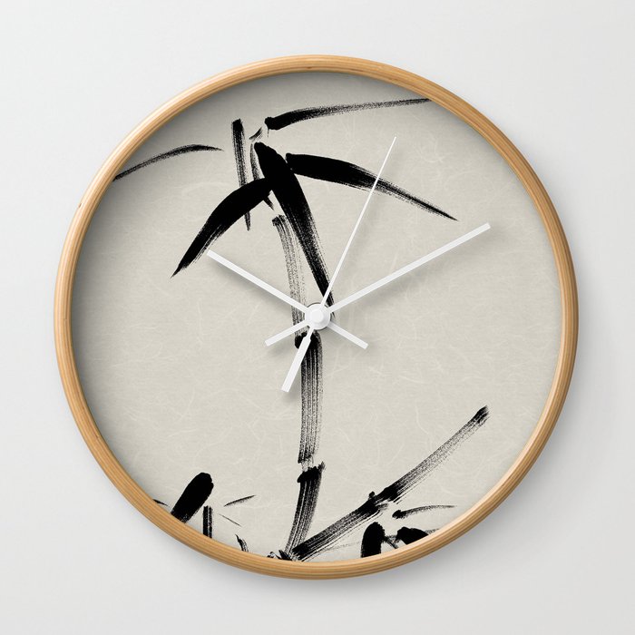 Japanese Brush Painting Bamboo Zen Wall Clock By Axstudio