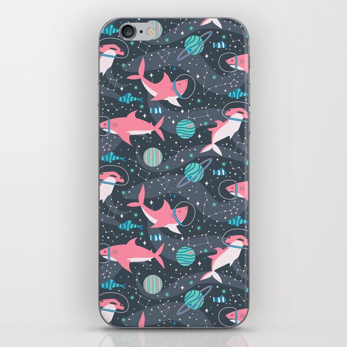 Pink Space Sharks iPhone Skin