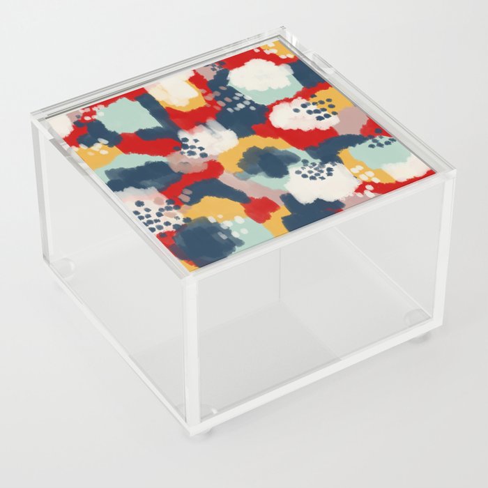 Colorful abstract artistic paint brush textured pattern Acrylic Box