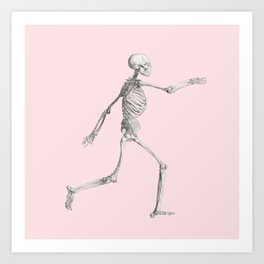 Vintage Skeleton on Pastel Pink  Art Print