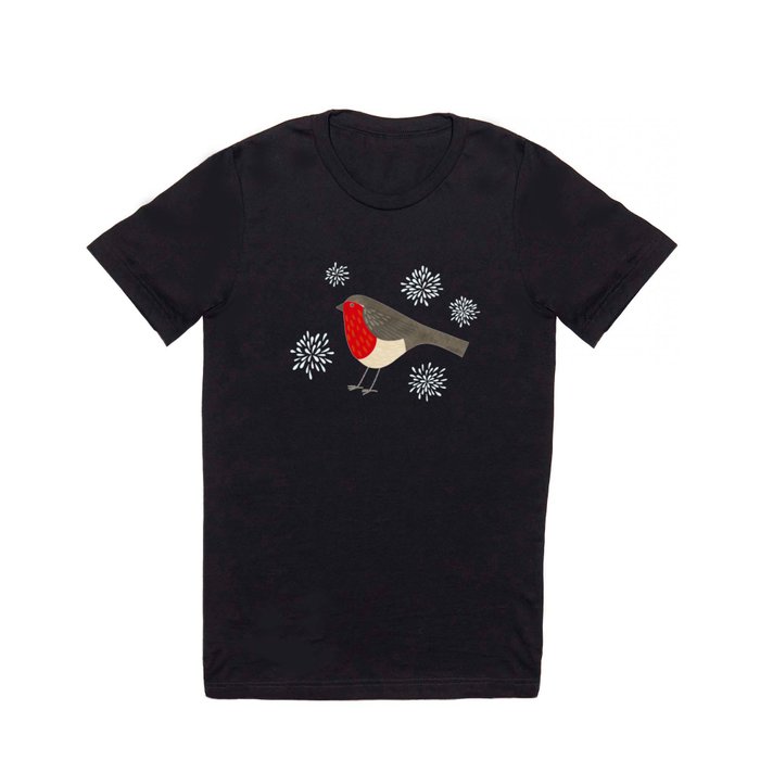 Robin and Snowflakes T Shirt