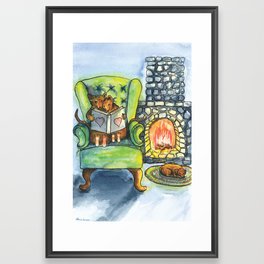 Cozy by the Fireplace Framed Art Print