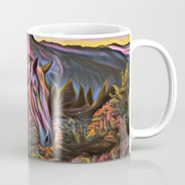 Abstract Horse and Mountains at Sunset Coffee Mug