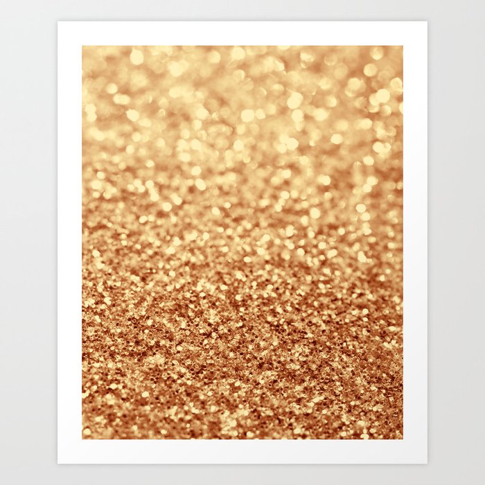 Gold Glitter photography Modern abstract elegant chic faux glitter Art Print by Ingrid Beddoes