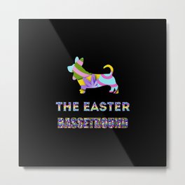 Basset Hound gifts | Easter gifts | Easter decorations | Easter Bunny | Spring decor Metal Print | Cute, Grass, Paw, Egg, Animal, Graphicdesign, Pastel, Easter, Dog, Happy 