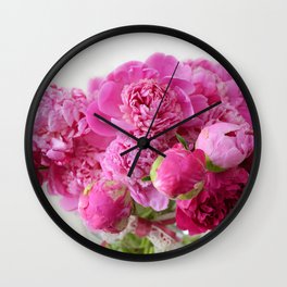 Pink Peonies Romantic Floral Bouquet Wall Clock